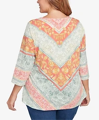 Ruby Rd. Plus Embellished Floral Knit Top