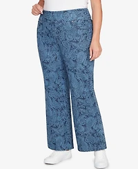 Ruby Rd. Plus Paisley Stretch Denim Pull-On Ankle Jeans