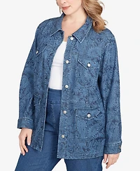 Ruby Rd. Plus Size Wide Leg Floral Cutout Jacket