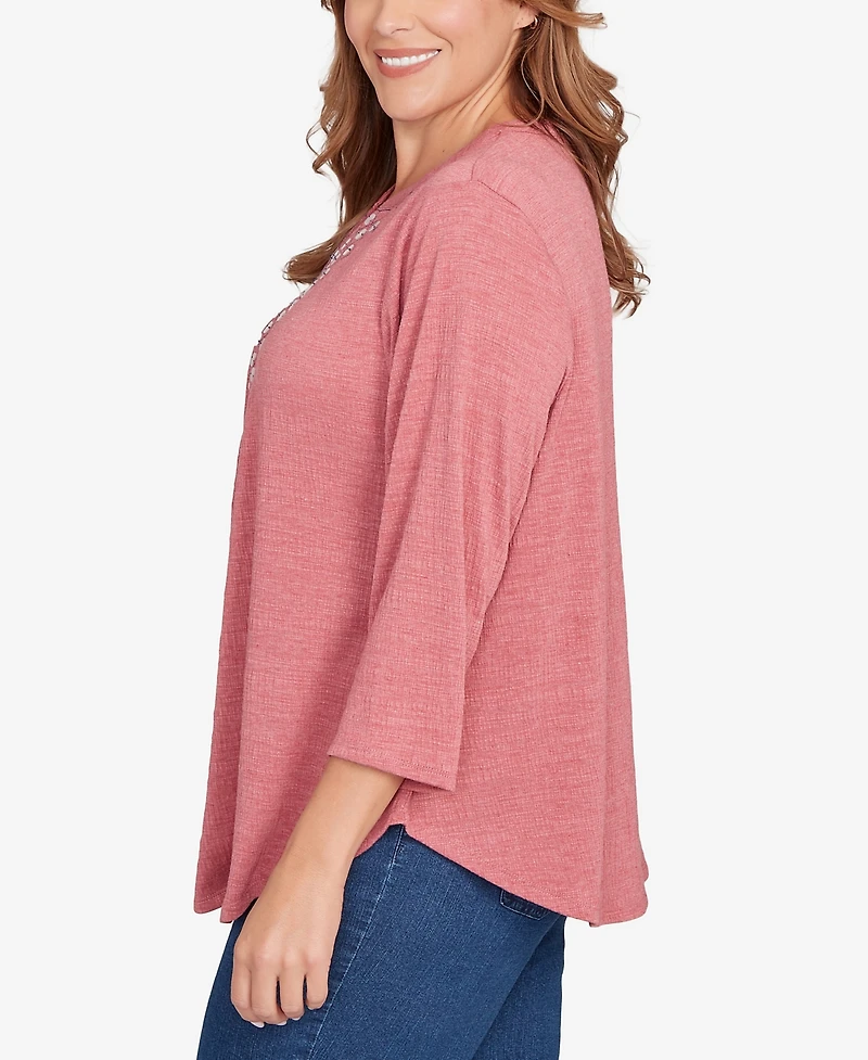 Ruby Rd. Plus Size Textured Knit Embellished Top