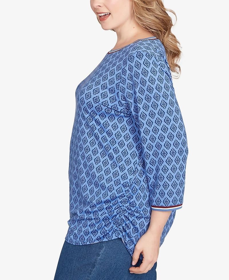 Ruby Rd. Plus Stripe Tipped Monotone Textured Top