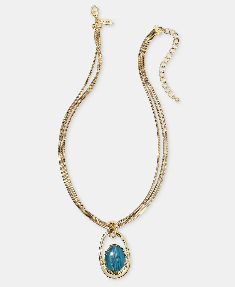 Style & Co Stone Triple Chain Pendant Necklace, 18" + 3" extender, Macy's Exclusive