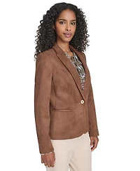 Tommy Hilfiger Women's Scuba Suede One Button Collared Blazer