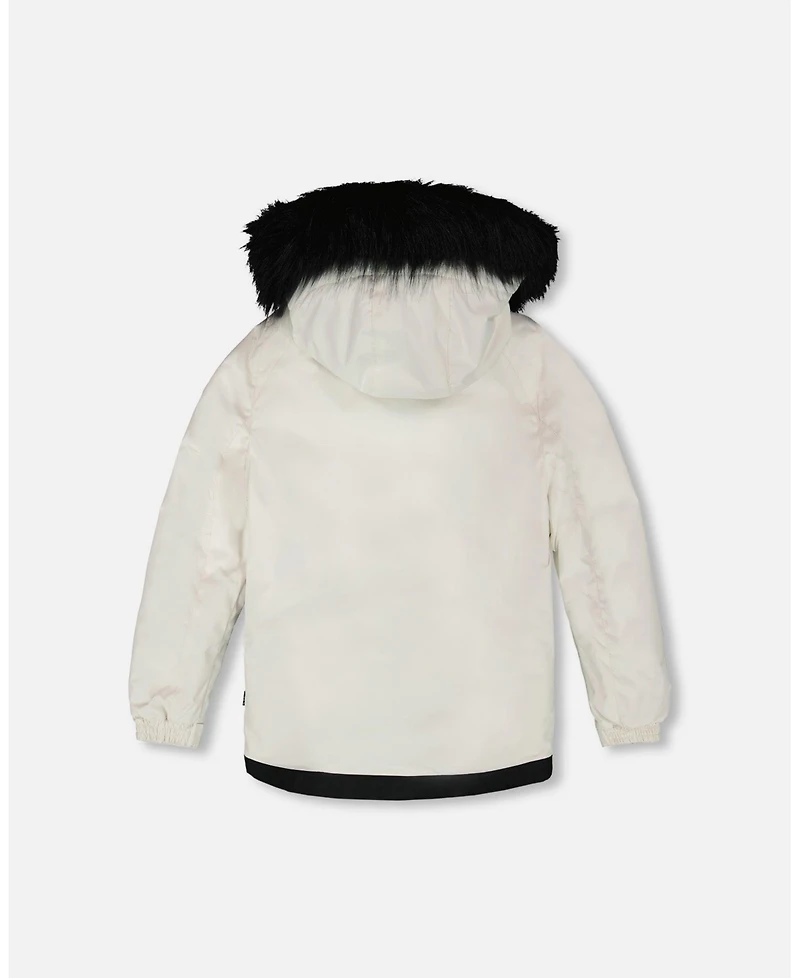 Deux par Girl Two-Piece Play Snowsuit Off-White with Printed Pants