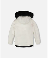 Deux par Girl Two-Piece Play Snowsuit Off-White with Printed Pants