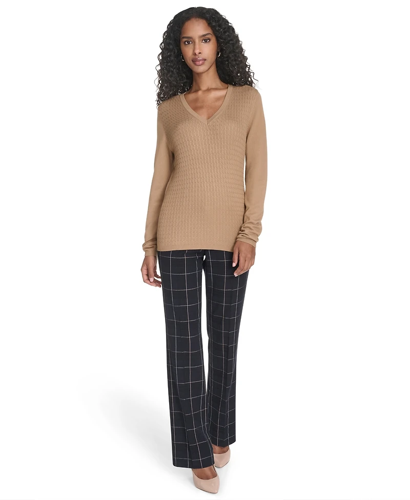 Tommy Hilfiger Women's V-Neck Cable Sweater