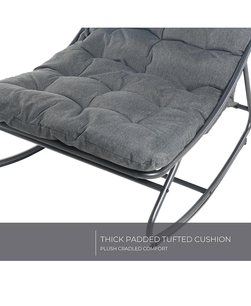 Mondawe Modern Armless Rocking Chair W/ Breathable Mesh Plush Cushion Steel Frame Package style seat