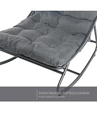 Mondawe Modern Armless Rocking Chair W/ Breathable Mesh Plush Cushion Steel Frame Package style seat