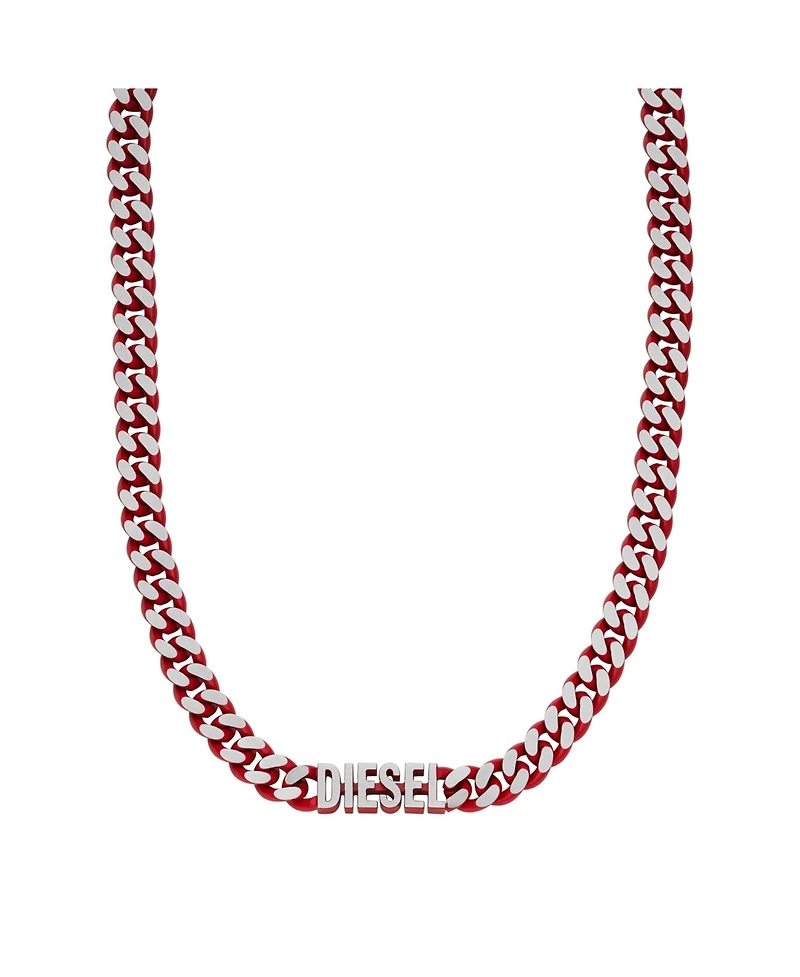 Diesel Men's Red Stainless Steel Choker Necklace