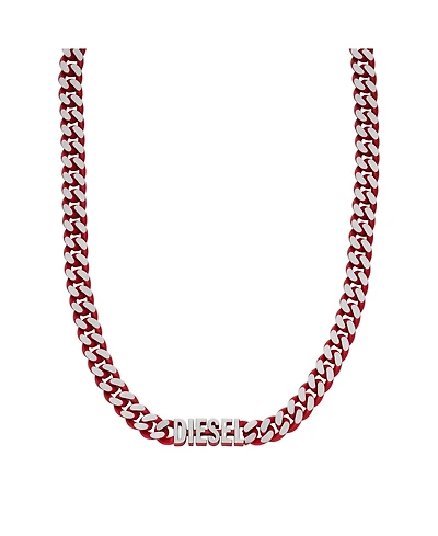 Diesel Men's Red Stainless Steel Choker Necklace