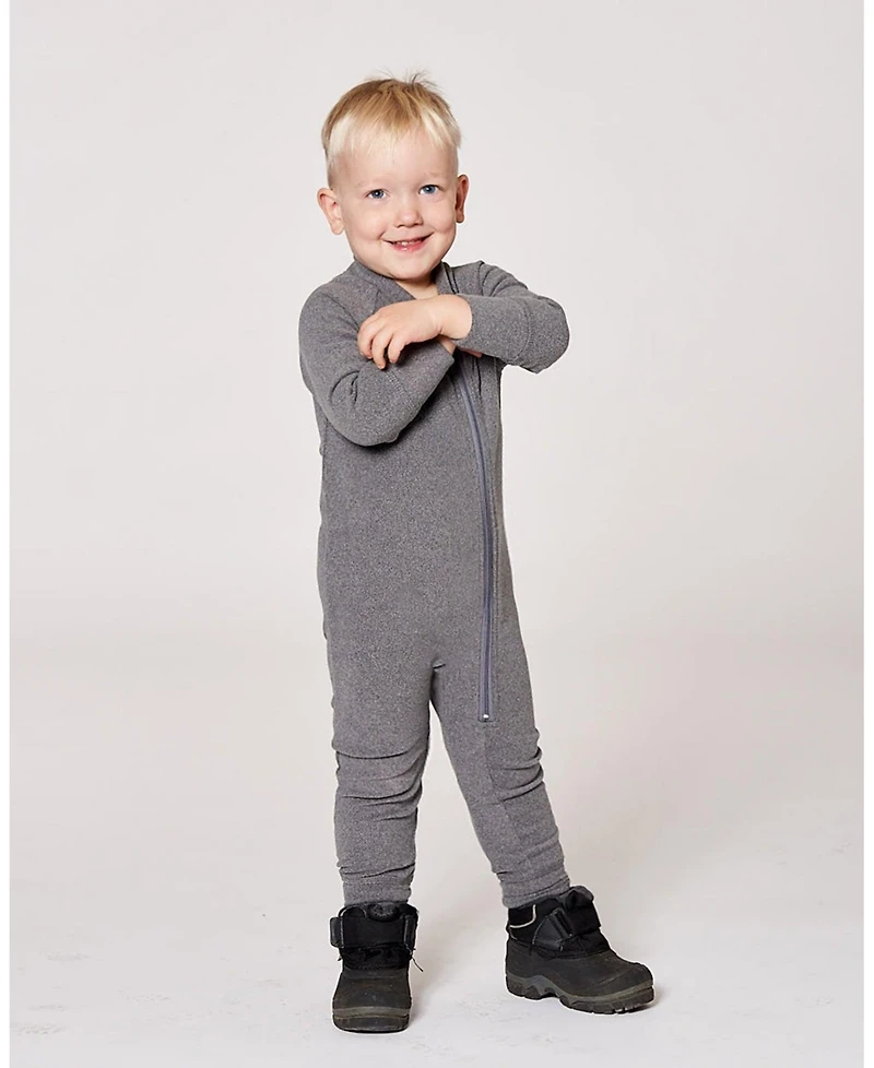 Deux par Toddler Unisex One-Piece Thermal Underwear Dark Heather Gray