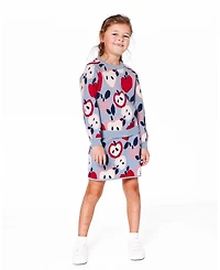 Deux par Girl Knit Skirt Blue and Red with Apple Heart Jacquard