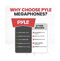 Pyle Bluetooth Megaphone - Pa Megaphone Speaker with Wired Microphone, Siren Alarm Mode, MP3/Usb/Sd Readers