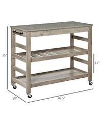 Halifax North America Gray Kitchen Helper: Rolling Cart with Stainless Steel Countertop