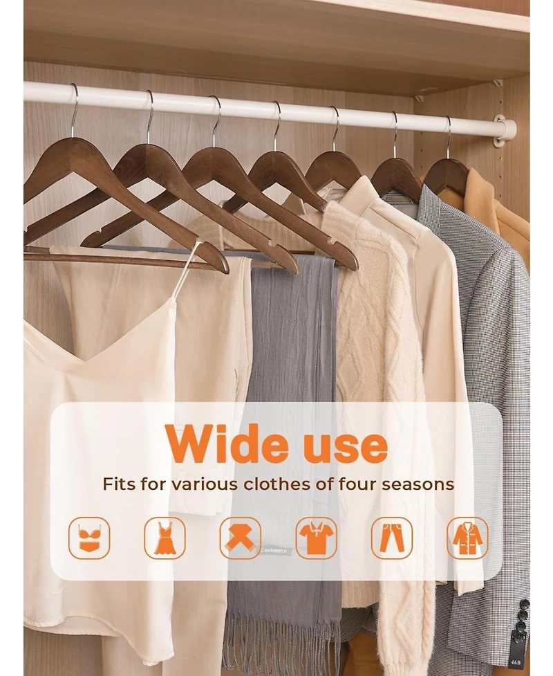 Premium Coat & Suit Heavy Duty Wooden Hangers Natural 20 Pack