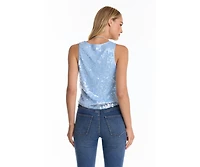 The Noli Shop Women's Sophia Sequin Tank - Capri Blue