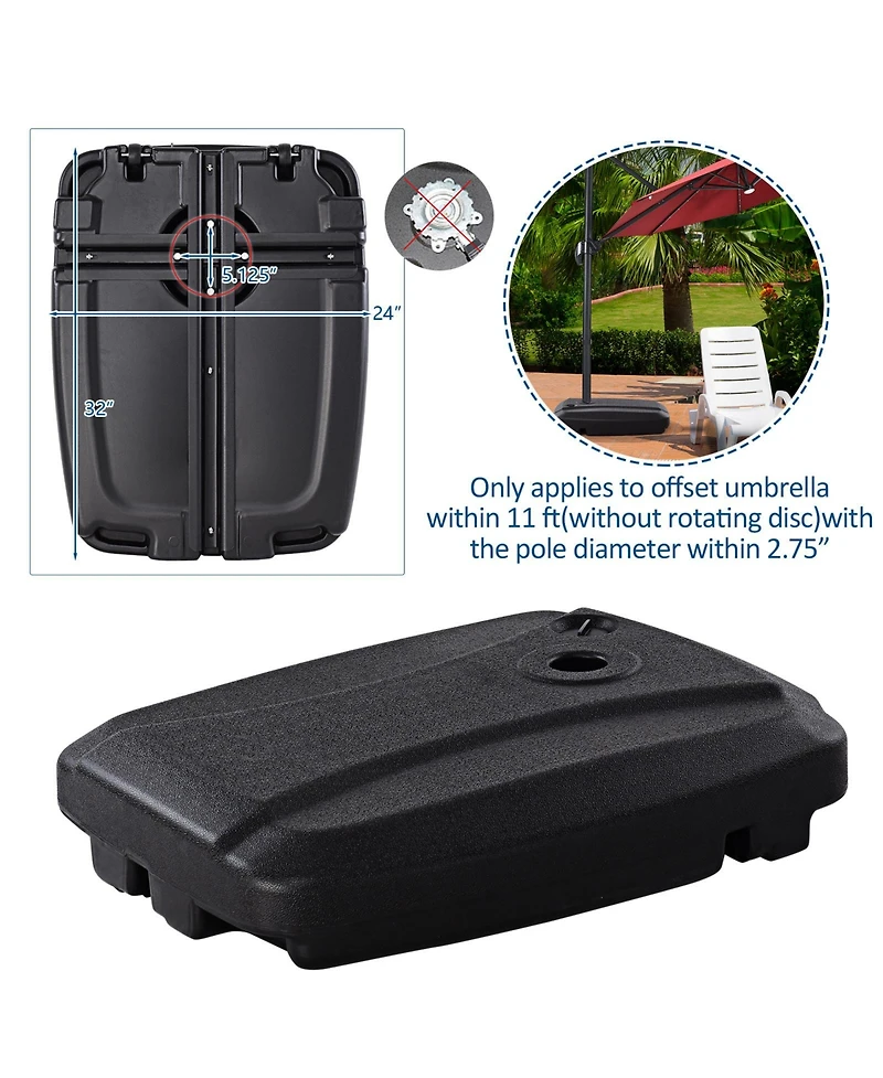Gymax 60L Patio Cantilever Offset Umbrella Base Portable Base Weight w/ Wheels