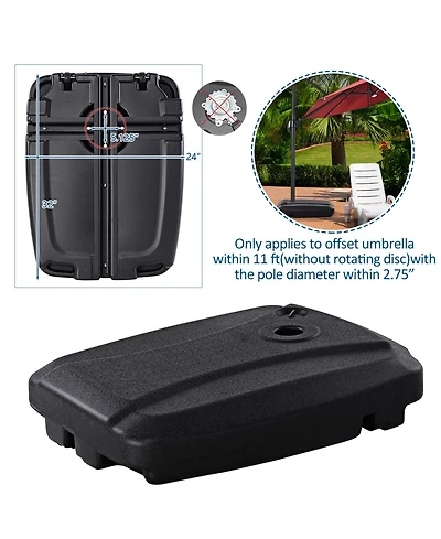 Gymax 60L Patio Cantilever Offset Umbrella Base Portable Base Weight w/ Wheels