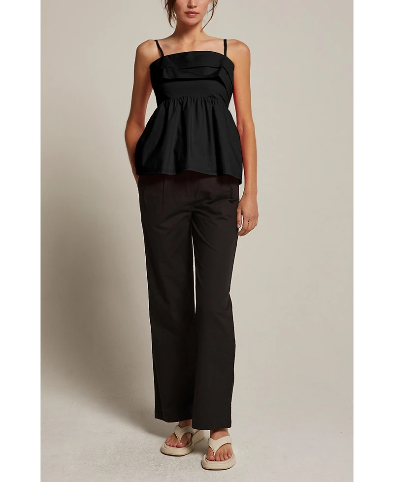 Crescent Women's Erin Straight Leg Linen Trousers Success