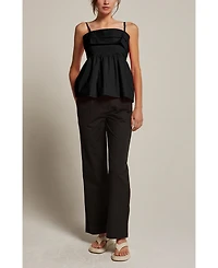 Crescent Women's Erin Straight Leg Linen Trousers Success