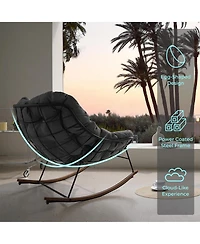 Mondawe Outdoor Rocking Chair,W/ 30° Swing Comfort & Thick Pillow Shaped Cushion,Outdoor Durability
