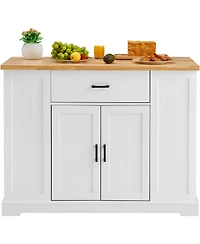Kitchen Serving Cart with Drawer and Shelves, Mobile Storage Cabinet for Daily Use