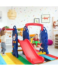 Gymax Toddler 3 in 1 Climber and Swing Set Climber Slide Playset w/Basketball Hoop