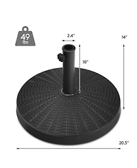 Gymax 49 lbs Round Resin Patio Umbrella Base Stand Holder w/ Adjustable Knob