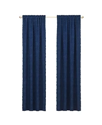 Kate Aurora Contemporary Geometric Shabby Diamond Clipped Rod Pocket Single Window Curtain Panel