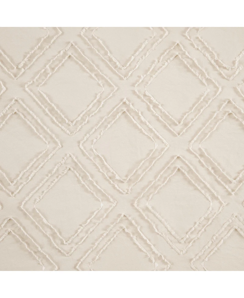 Kate Aurora Contemporary Geometric Shabby Diamond Clipped Rod Pocket Single Window Curtain Panel