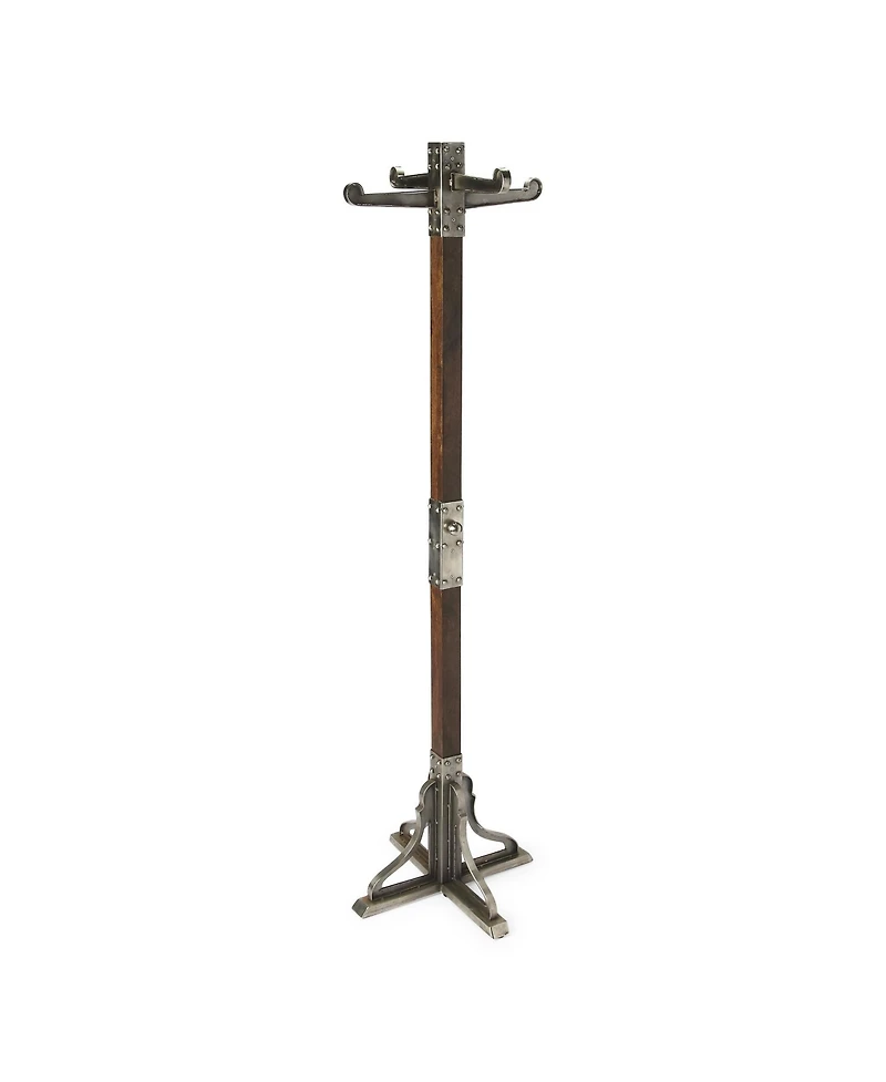 Slickblue Industrial Vintage Style Coat Rack with Metal Frame and Wood Accents for Entryway