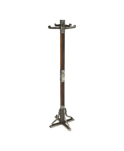 Slickblue Industrial Vintage Style Coat Rack with Metal Frame and Wood Accents for Entryway