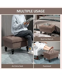 Homcom 25" Button-Tufted Storage Ottoman with Removable Lid