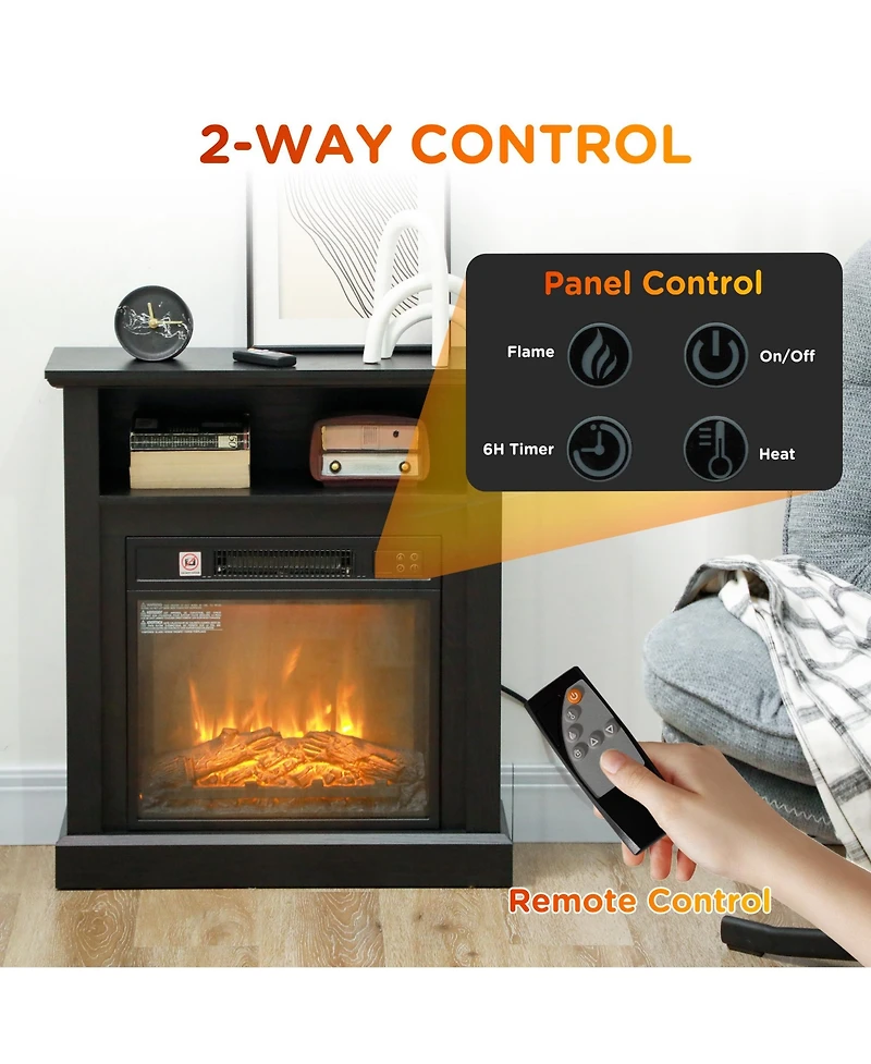 Homcom 27" Electric Fireplace Heater with Mantel & Remote Control,