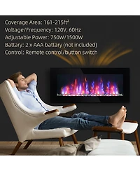 Homcom 41.3" 1500W Electric Fireplace with 7-Color Flame Effect,