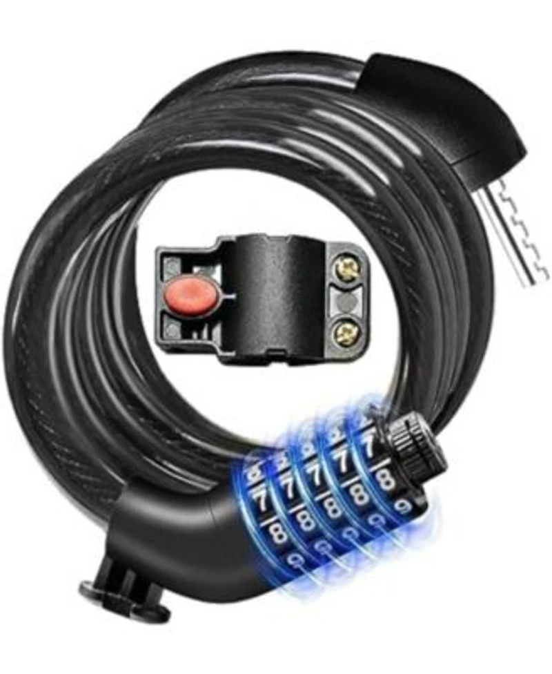 Bike Lock Cable With Combinationhigh Security 5 Digit Resettable Combination Bicycle Lock Anti Theft With Mounting Bracket For Bikes Scooters 12mm In Black