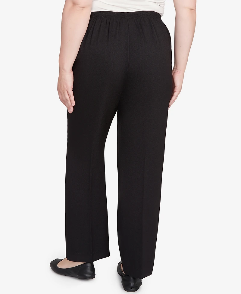 Alfred Dunner Women's Textured Pull On Elastic Short Length Pants