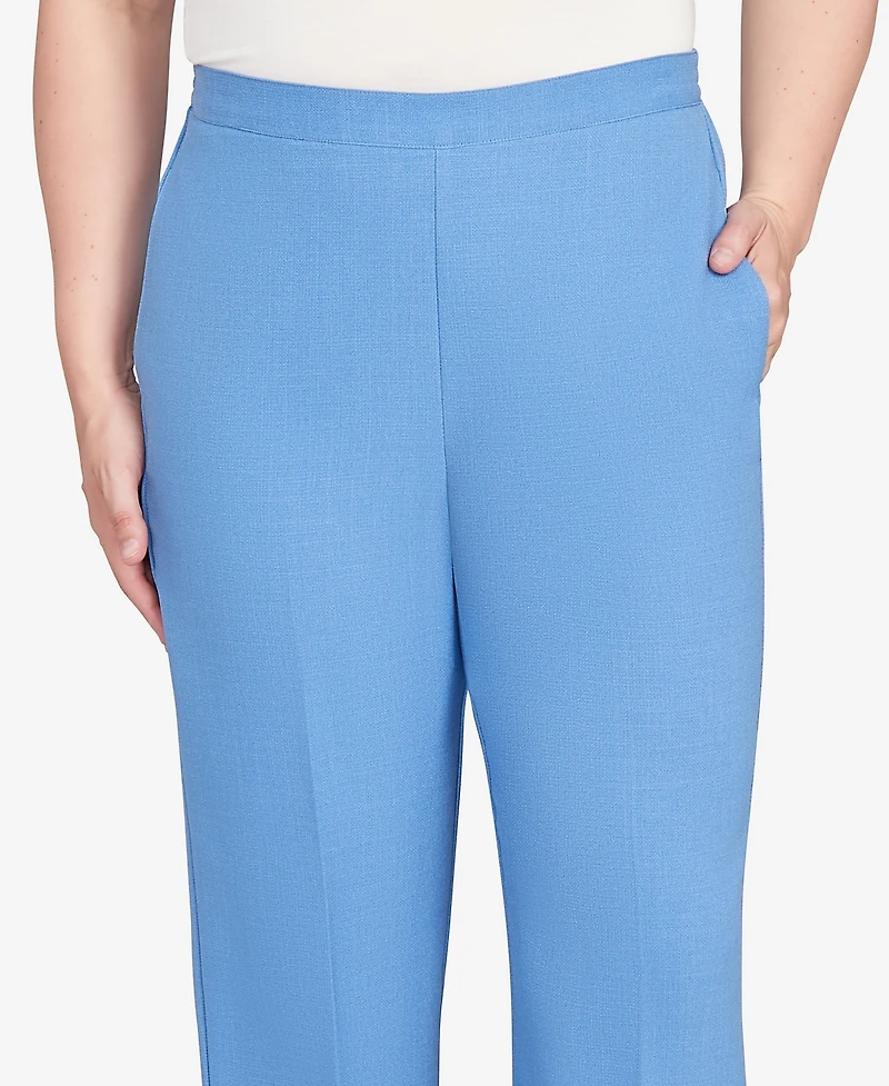 Alfred Dunner Women's Textured Pull On Elastic Medium Length Pants