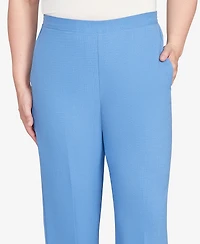 Alfred Dunner Women's Textured Pull On Elastic Medium Length Pants