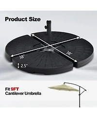 Gymax Patio 4PCS 185lbs Heavy Duty Cantilever Offset Umbrella Base Stand Water Outdoor