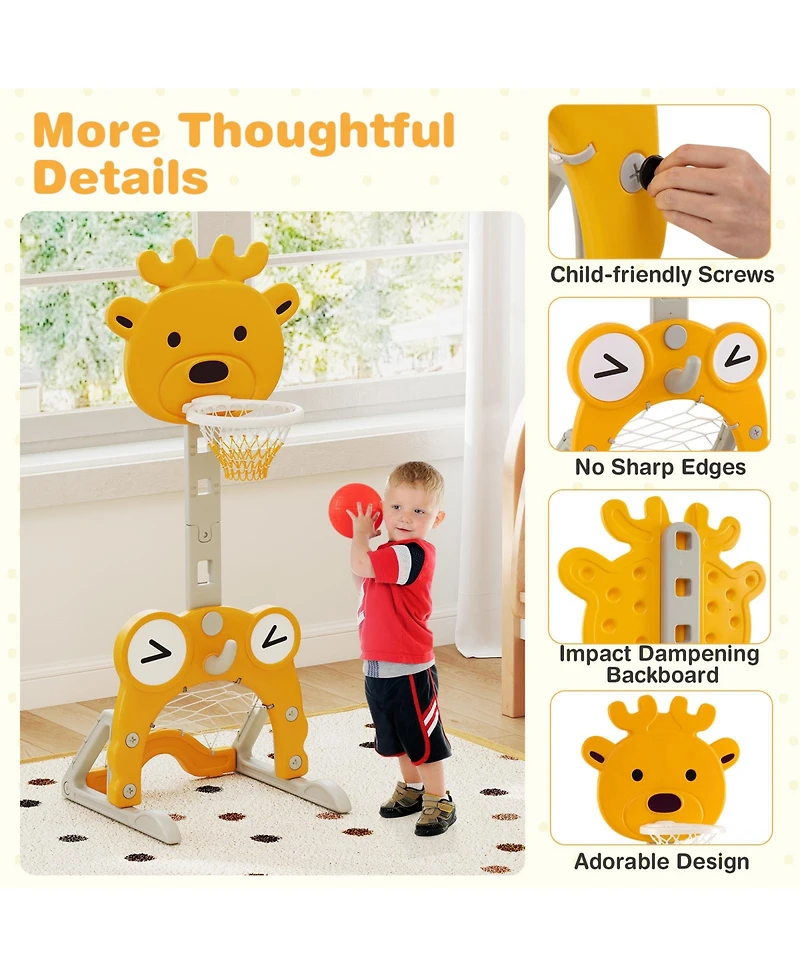 Gymax Toddler Basketball Hoop 4-in-1 Indoor/Outdoor Activity Center Sports Gift