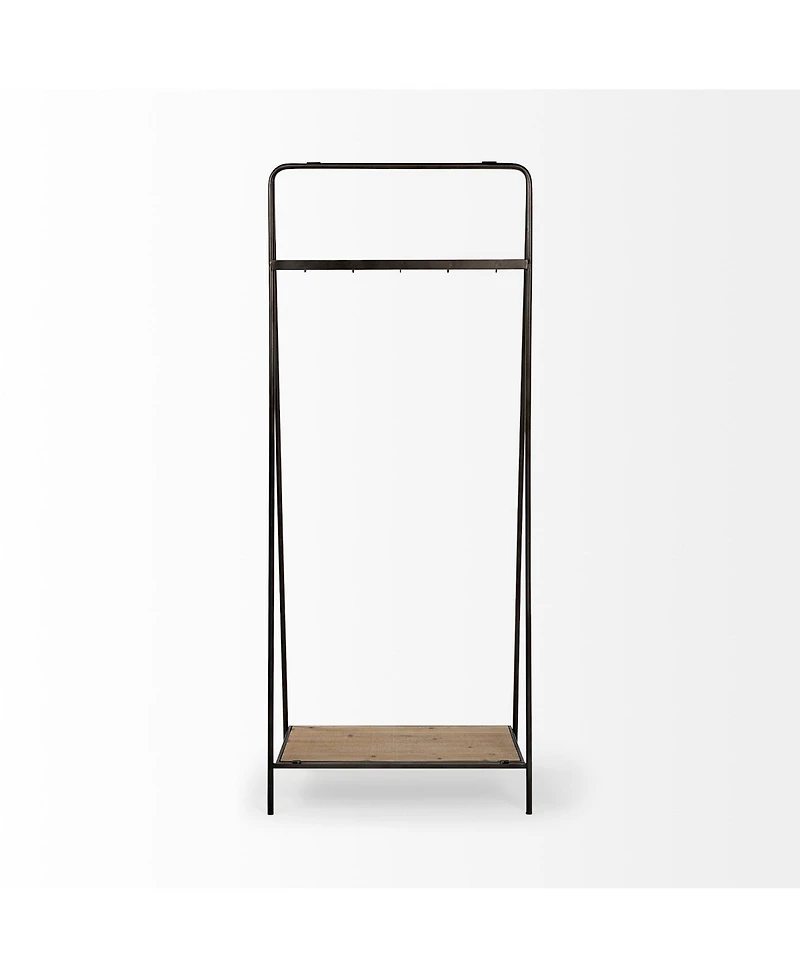Slickblue Industrial Pipe Hall Tree with Metal Frame and Wood Shelves for Entryway Storage
