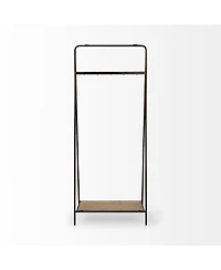 Slickblue Industrial Pipe Hall Tree with Metal Frame and Wood Shelves for Entryway Storage