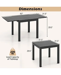 Gymax Patio Expandable Dining Table 31.5''-63'' Adjustable Rectangular All Weather Table