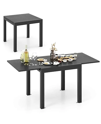 Gymax Patio Expandable Dining Table 31.5''-63'' Adjustable Rectangular All Weather Table