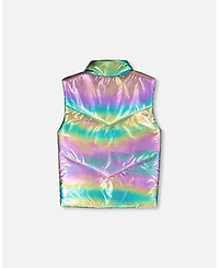 Deux par Big Girls Quilted Mid-Season Sleeveless Vest Metallic Multicolor