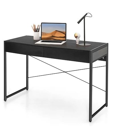 2-Drawer Home Office Desk with Steel Frame