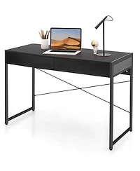 2-Drawer Home Office Desk with Steel Frame