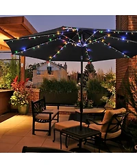 Yescom Patio Umbrella Solar String Light with Remote Control Timer Fit 8-Rib 8/9/10 Ft Outdoor Shade 128 Rgb Led 8 Mode