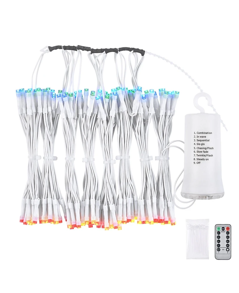 Yescom Patio Umbrella Solar String Light with Remote Control Timer Fit 8-Rib 8/9/10 Ft Outdoor Shade 128 Rgb Led 8 Mode